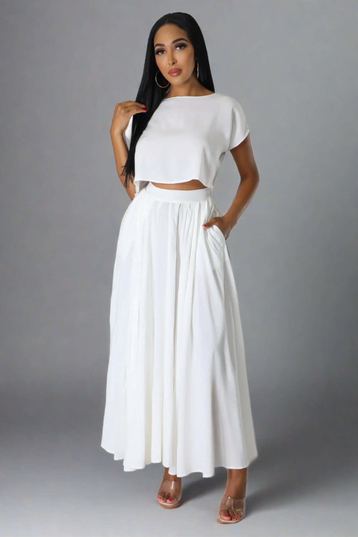 She's a Lady CROP TOP & PLEATED SKIRT