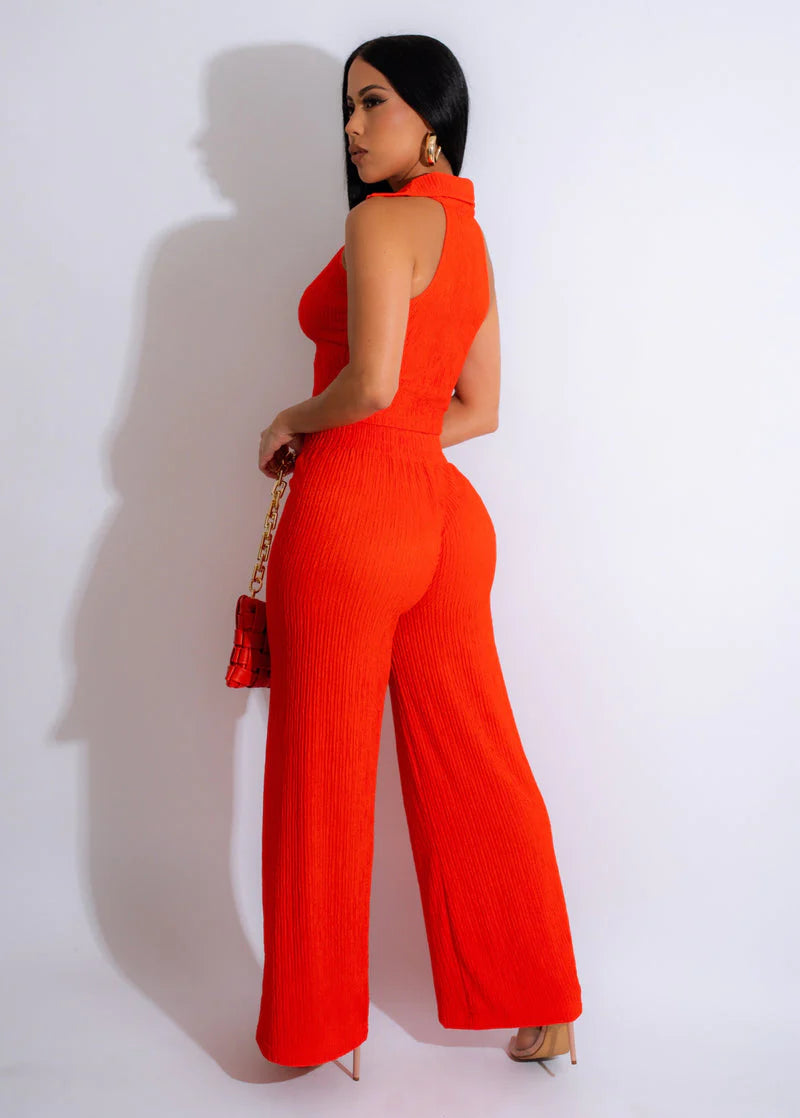 WRINKLE TEXTURED CROP TOP & PANTS